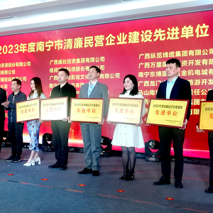 集團獲授“2023年南寧市清廉民營企業(yè)建設(shè)先進單位”榮譽牌匾